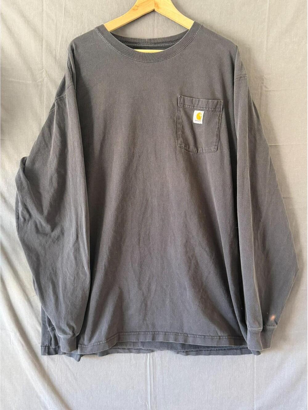 Carhartt K126 Long Sleeve Pocket T-Shirt Men 2XL Tall Black Heavyweight Cotton